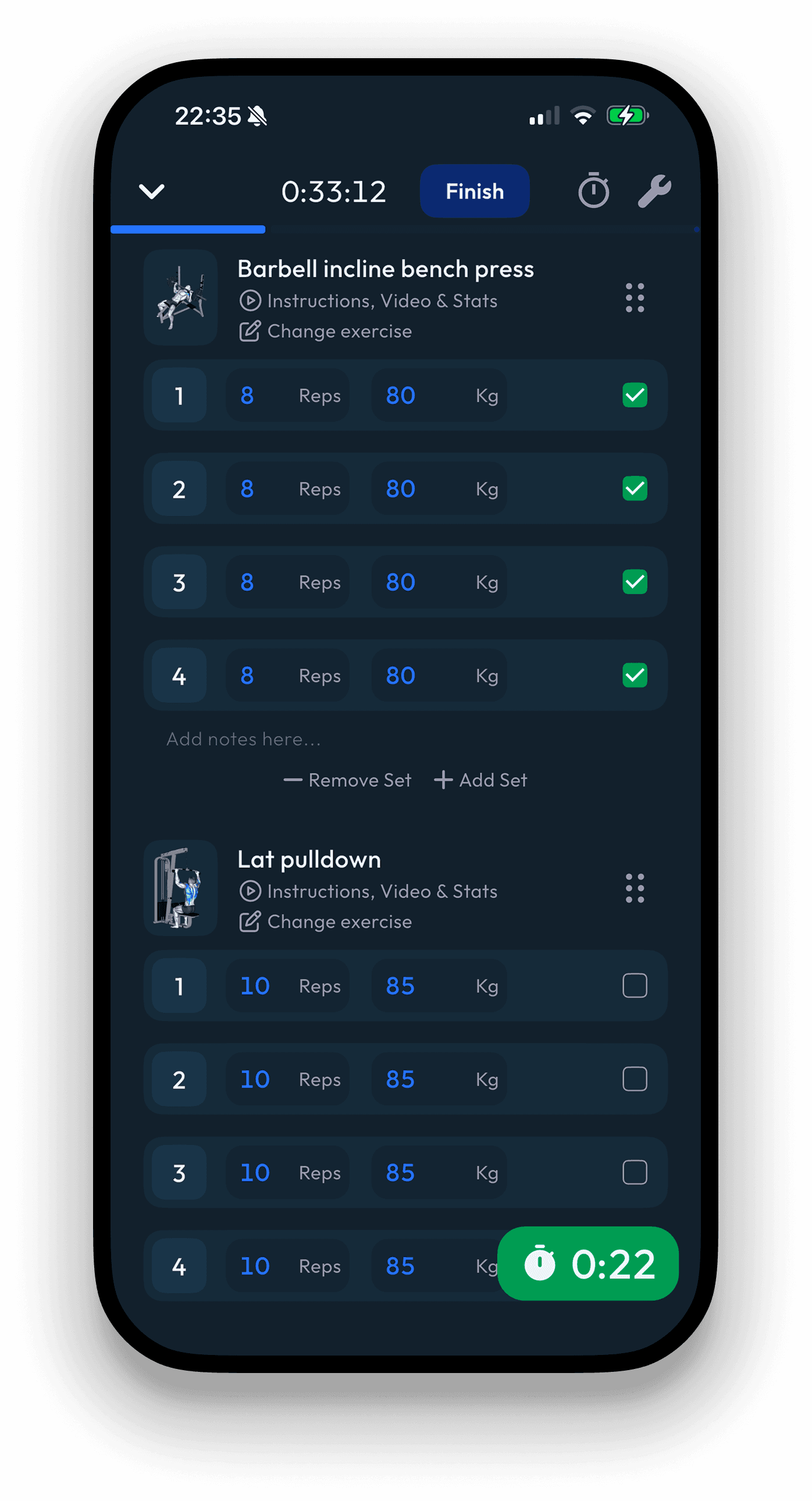 Adapt Active Workout Screen