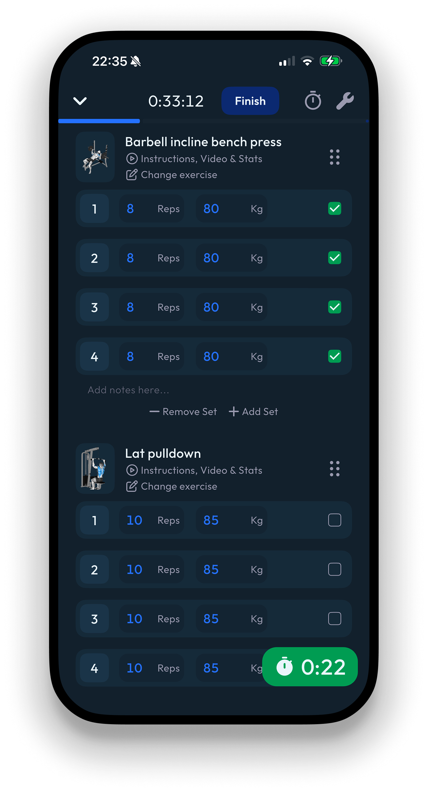 Adapt Active Workout Screen