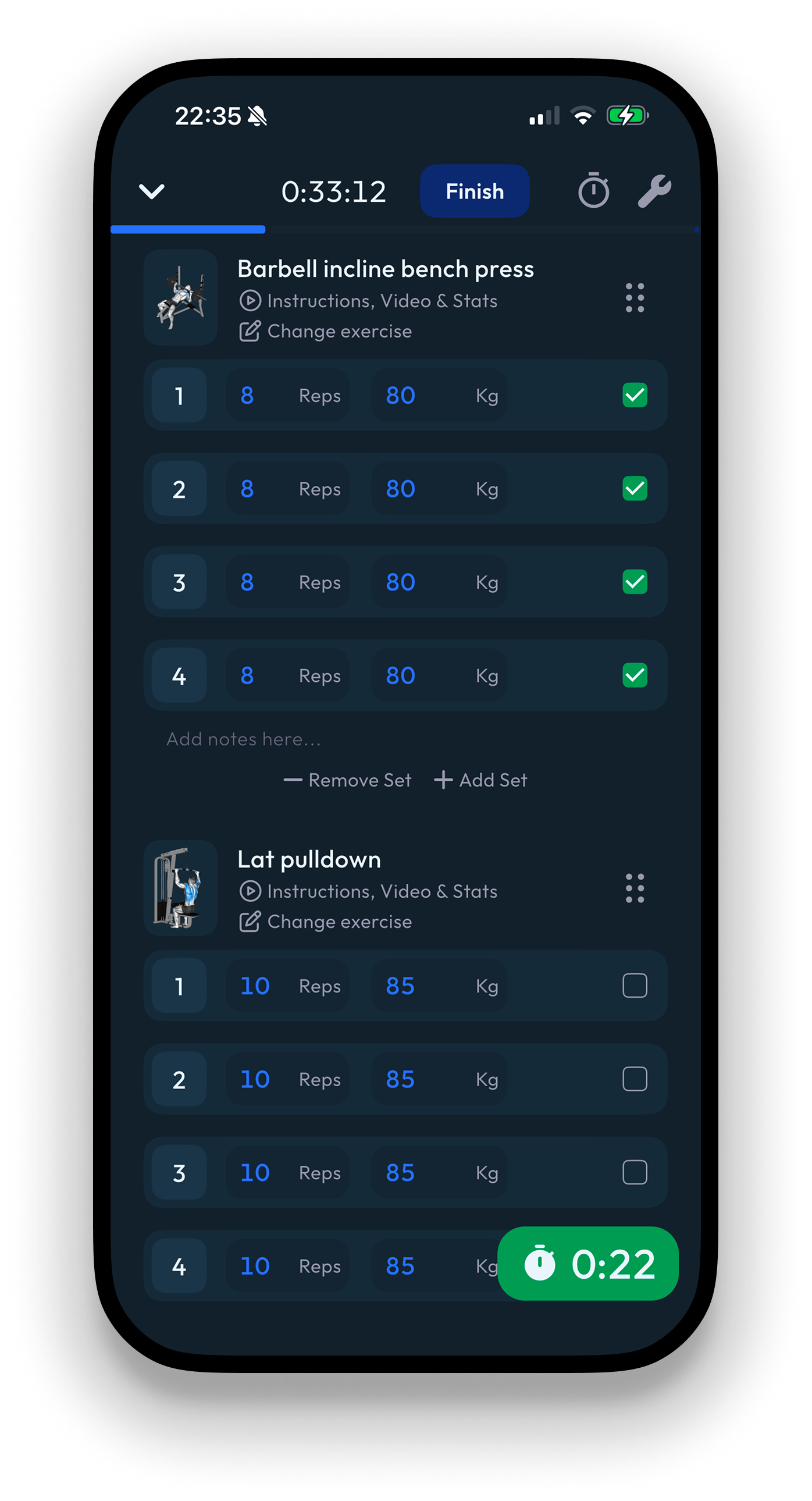 Adapt Active Workout Screen